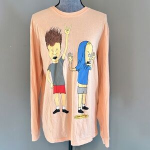 Beavis & Butthead Graphic Long Sleeve T Shirt Size L